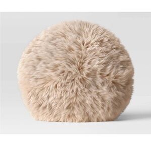 Threshold Cream Long Faux Fur Round Throw Pillow